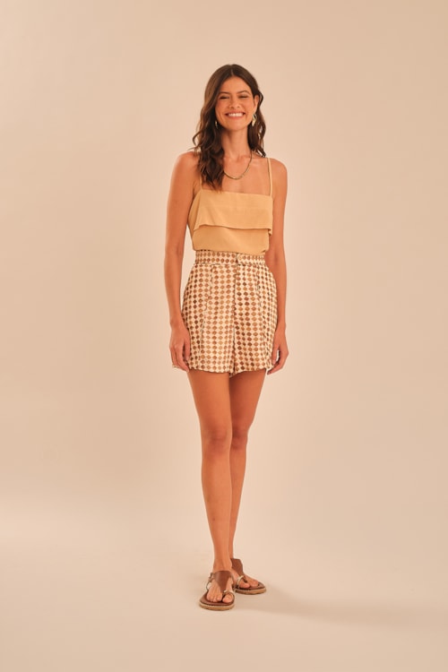 Short Trama Camel Estampado - foto 1