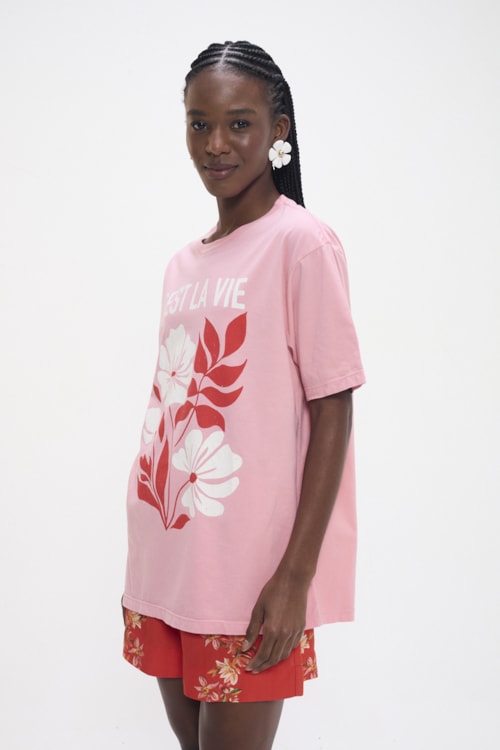 T Shirt Silk C Est La Vie Rosa Gelato - foto 2