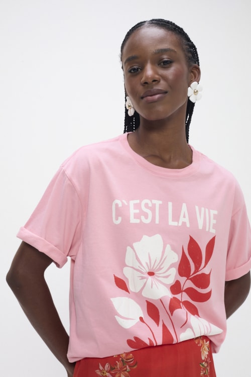 T Shirt Silk C Est La Vie Rosa Gelato - foto 6