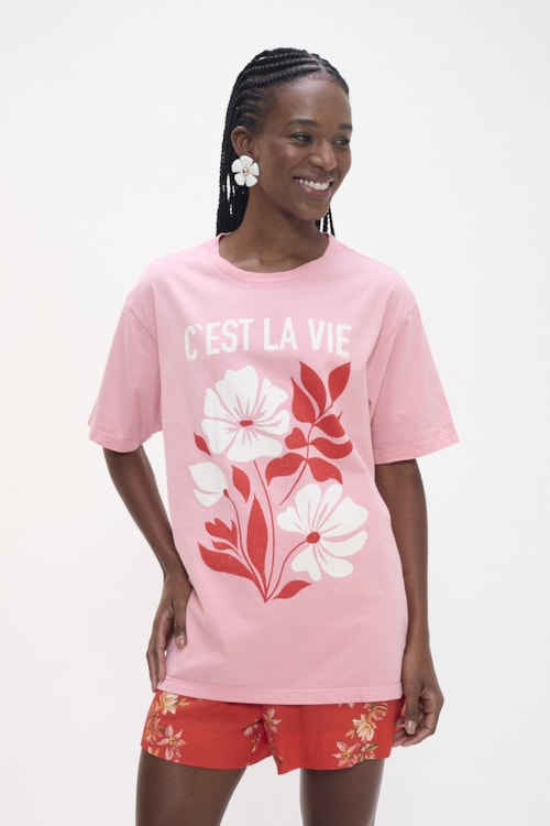 T Shirt Silk C Est La Vie Rosa Gelato - foto 1