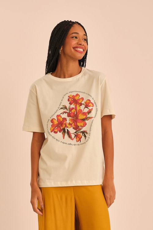 T Shirt Silk Floral Off - foto 1