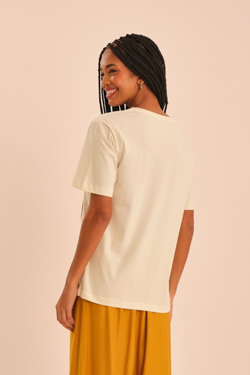 T Shirt Silk Floral Off - foto 4