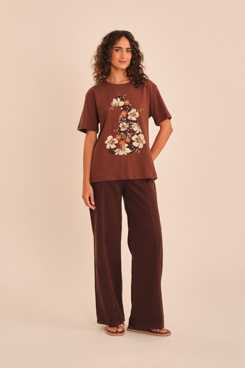 T Shirt Silk Onca Marrom Argila - foto 1