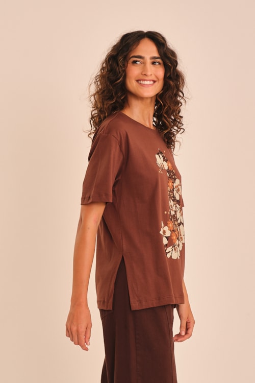 T Shirt Silk Onca Marrom Argila - foto 4