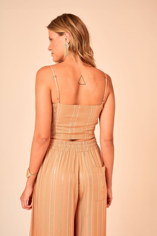 Top Chevron Lurex Bege - foto 5