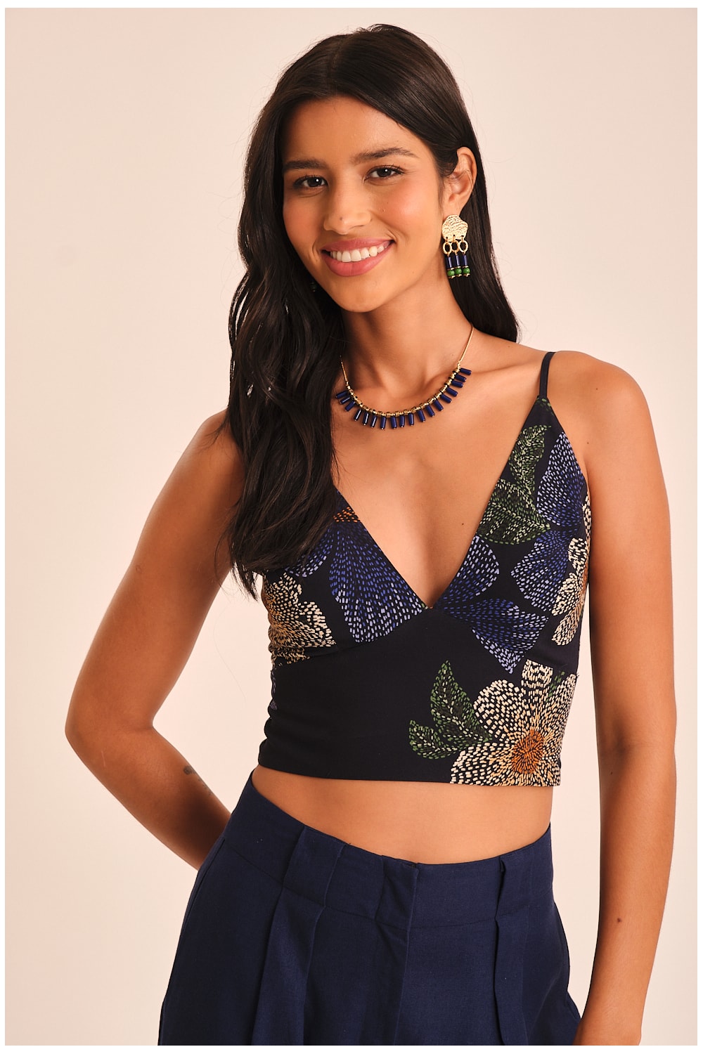 Top Flor De Acafrao Estampado