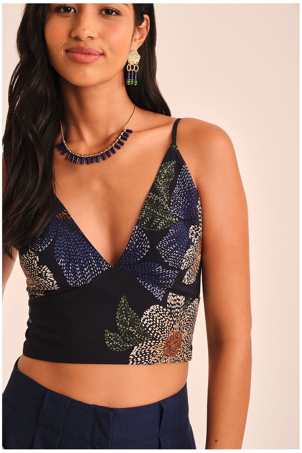 Top Flor De Acafrao Estampado
