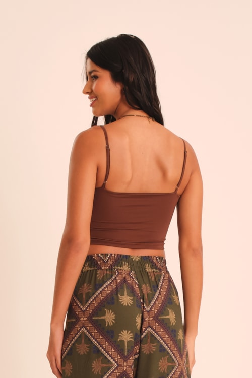 Top Malha Underwear Marrom Argila - foto 3