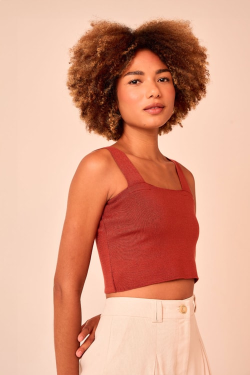Top Tricot Basic Vermelho Tinto - foto 2