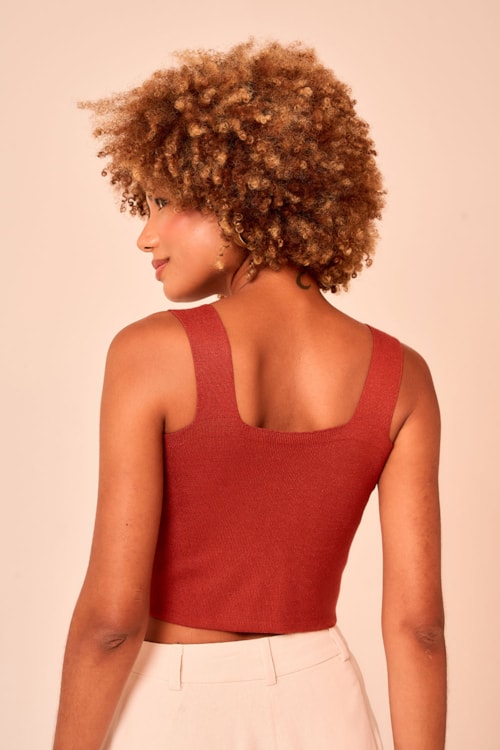 Top Tricot Basic Vermelho Tinto - foto 3