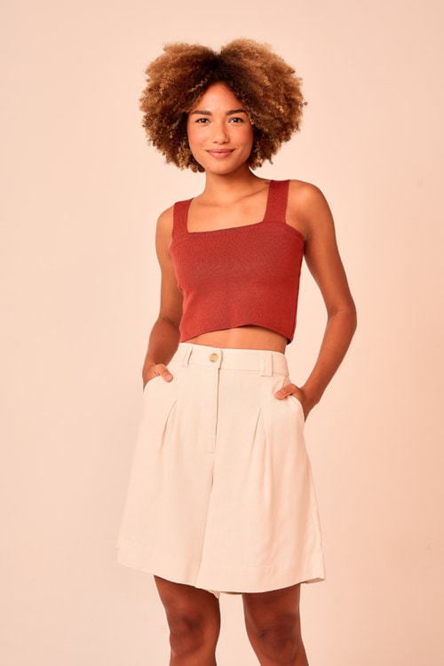 Top Tricot Basic Vermelho Tinto - foto 1