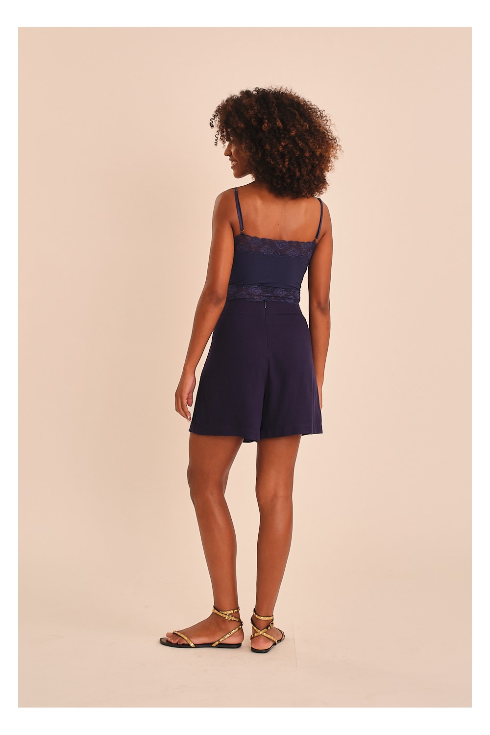 Top Underwear Malha E Renda Azul Medina