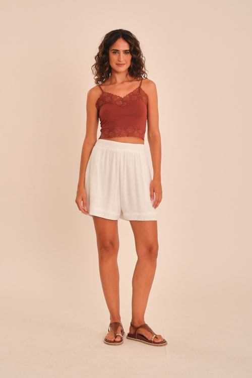 Top Underwear Malha E Renda Vinho Tamara - foto 1