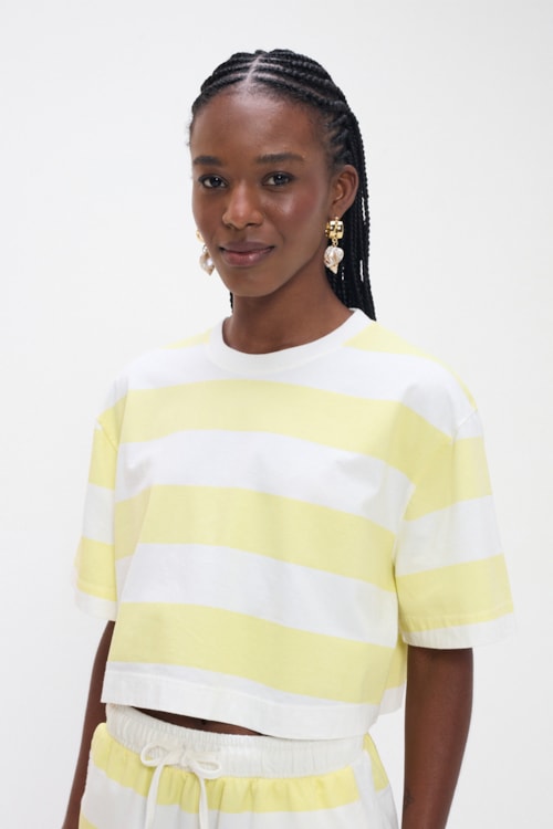 Tshirt Listras Limoncello Listrado Off/amarelo - foto 3