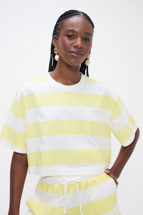 Tshirt Listras Limoncello Listrado Off/amarelo - foto 1