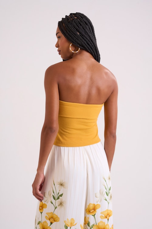 Tube Top Canelado Amarelo Gold - foto 3