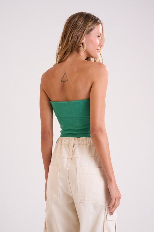 Tube Top Canelado Verde Esmeralda - foto 4