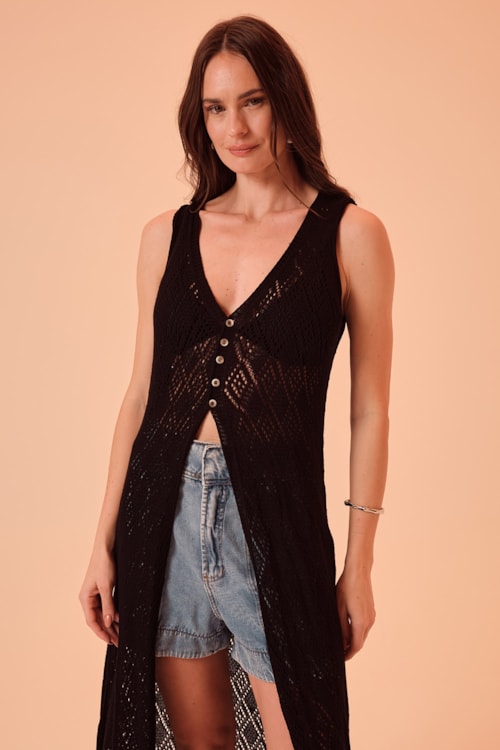 Tunica Tricot Mare Preto - foto 1
