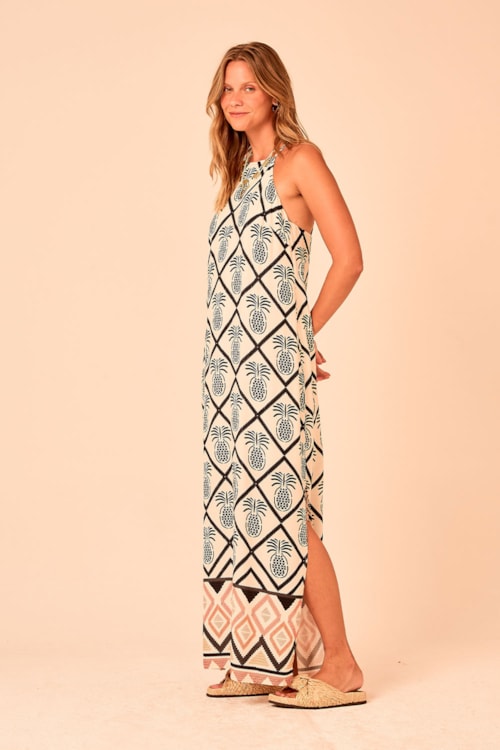 Vestido Cropped Abacaxi Barrado Estampado - foto 1
