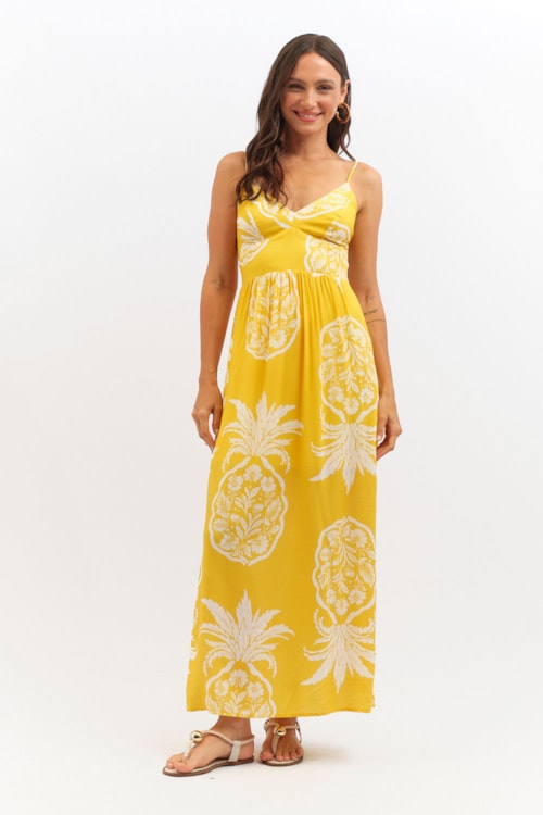 Vestido Cropped Abacaxi Florido Estampado - foto 1