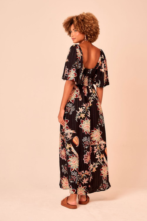 Vestido Cropped Arara Bordada Lurex Estampado - foto 4