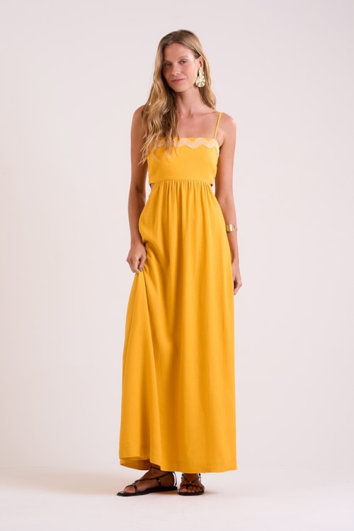 Vestido Cropped Balneario Amarelo Gold - foto 2