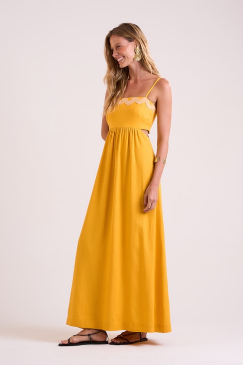Vestido Cropped Balneario Amarelo Gold - foto 3