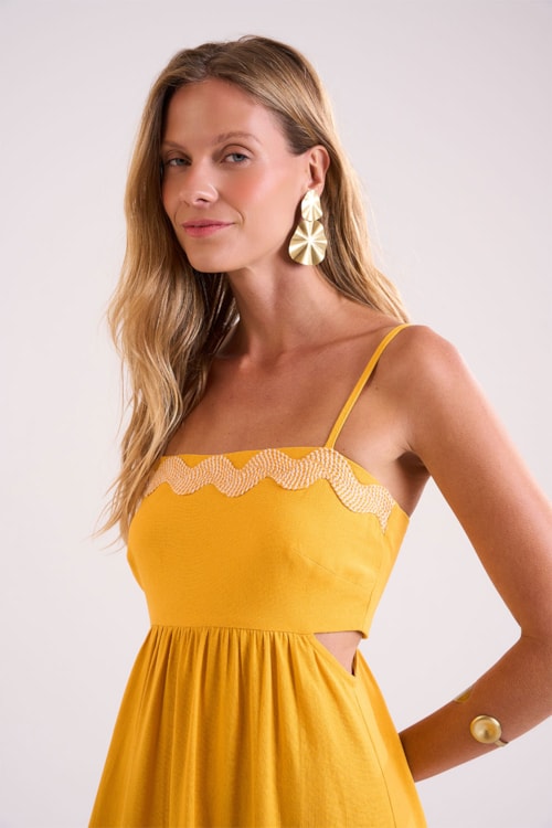 Vestido Cropped Balneario Amarelo Gold - foto 4