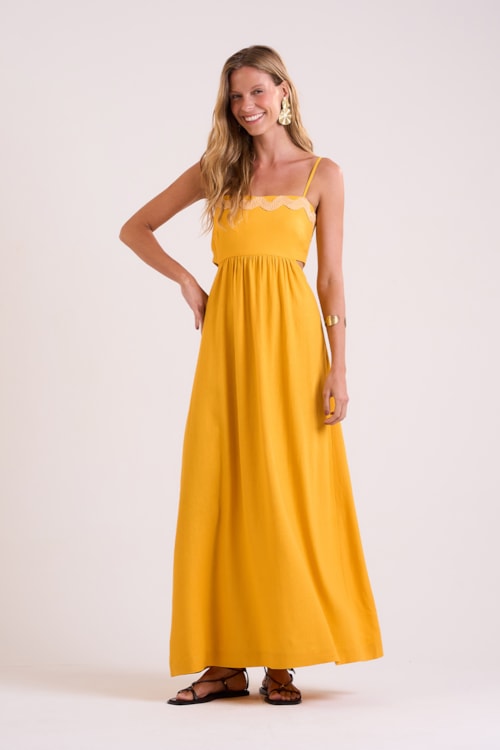 Vestido Cropped Balneario Amarelo Gold - foto 1