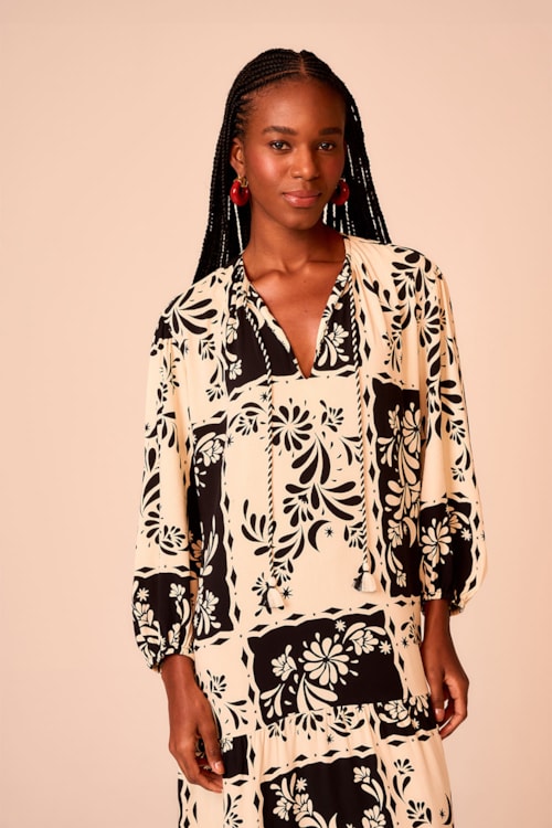 Vestido Cropped Bandana Bicolor Estampado - foto 4