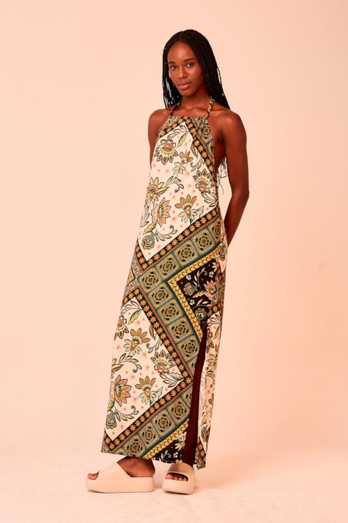 Vestido Cropped Bandana Boho Estampado - foto 1