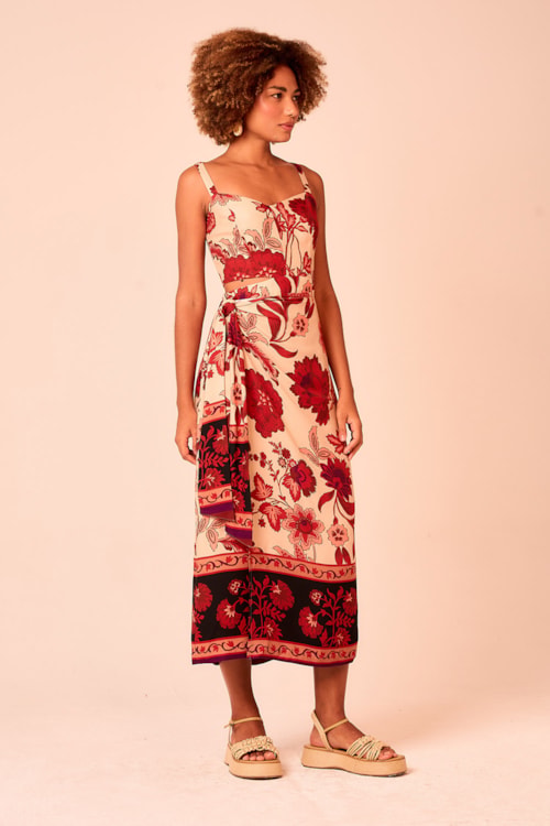 Vestido Cropped Barrado Boho Estampado - foto 2