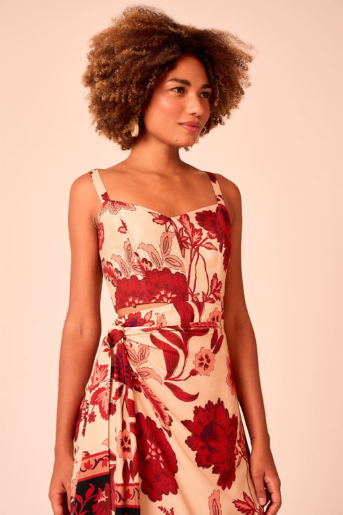 Vestido Cropped Barrado Boho Estampado - foto 4