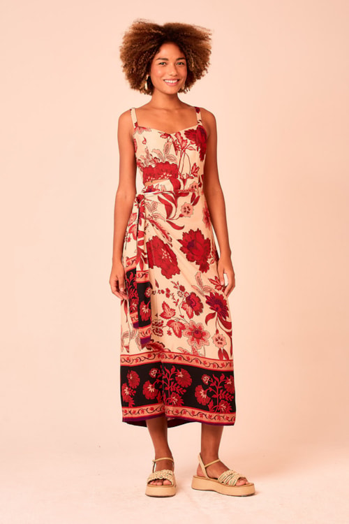 Vestido Cropped Barrado Boho Estampado - foto 1