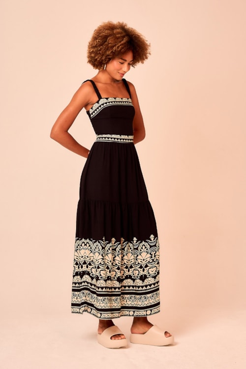 Vestido Cropped Barrado Flora Estampado - foto 2