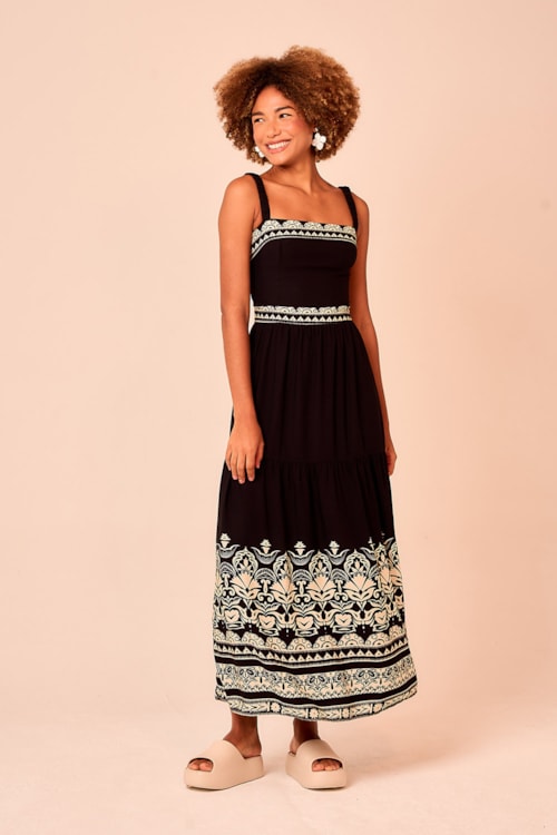 Vestido Cropped Barrado Flora Estampado - foto 1