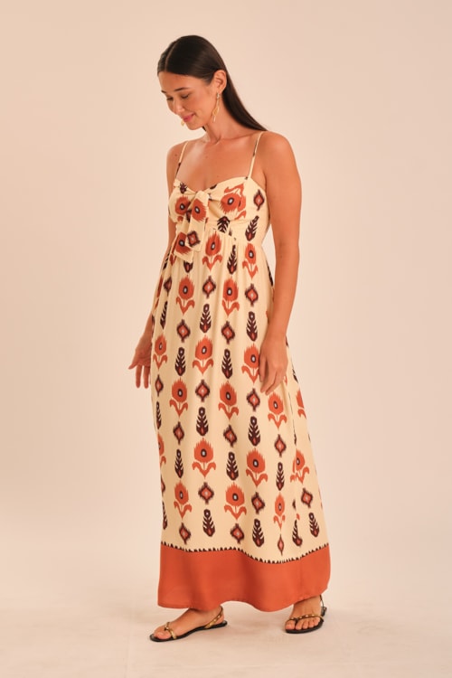 Vestido Cropped Barrado Ikat Estampado - foto 3
