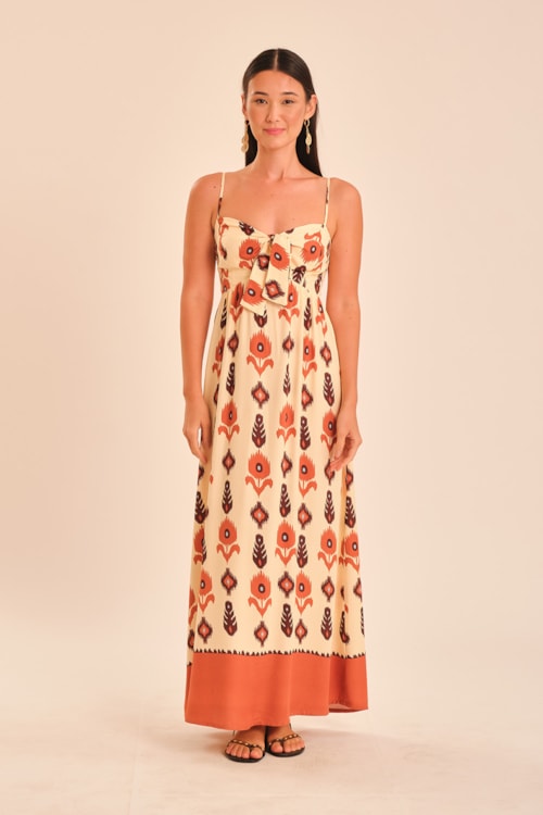 Vestido Cropped Barrado Ikat Estampado - foto 1