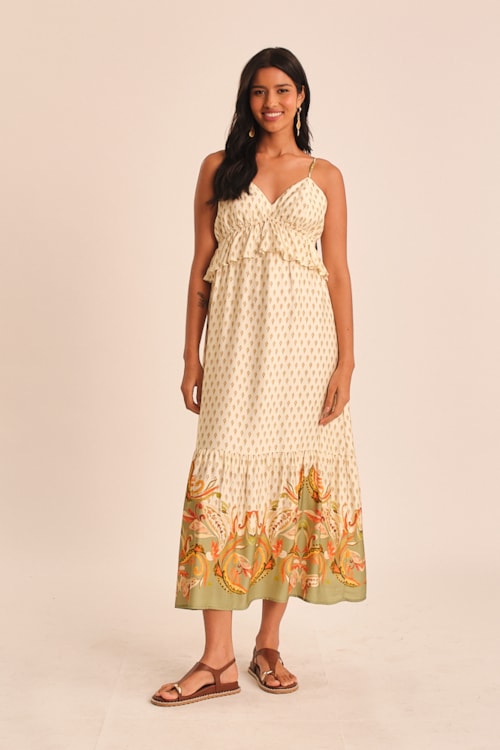 Vestido Cropped Barrado Paisley Estampado - foto 1