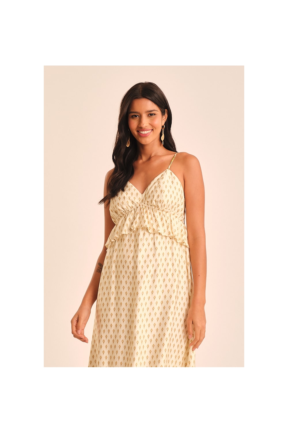 Vestido Cropped Barrado Paisley Estampado