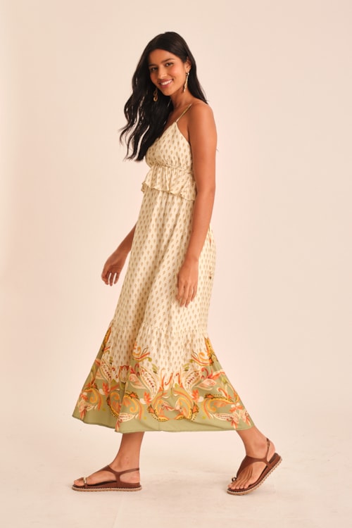 Vestido Cropped Barrado Paisley Estampado - foto 3