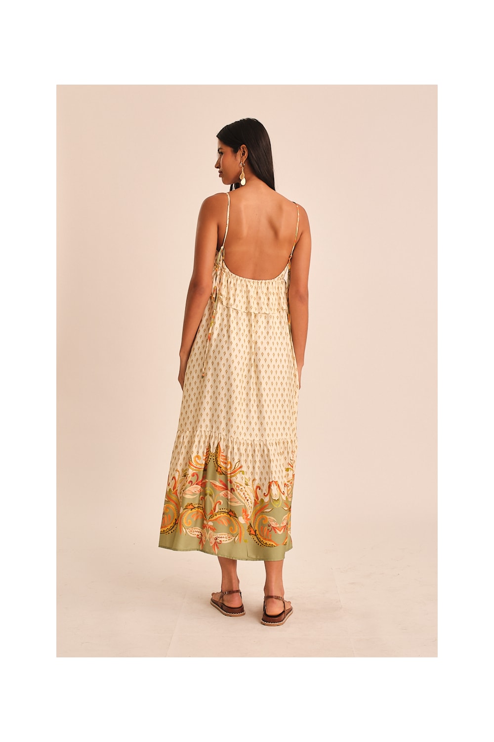 Vestido Cropped Barrado Paisley Estampado