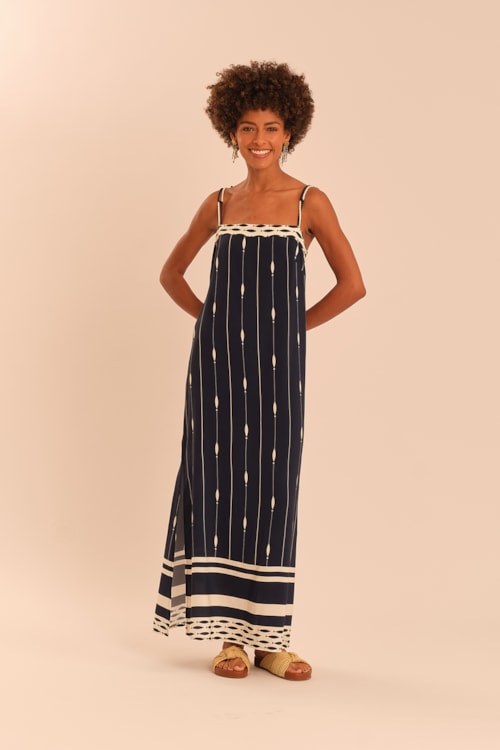 Vestido Cropped Barrado Peixes Estampado - foto 1