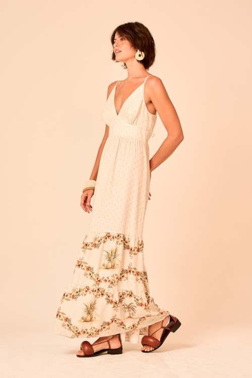Vestido Cropped Barrado Tropical Estampado - foto 3