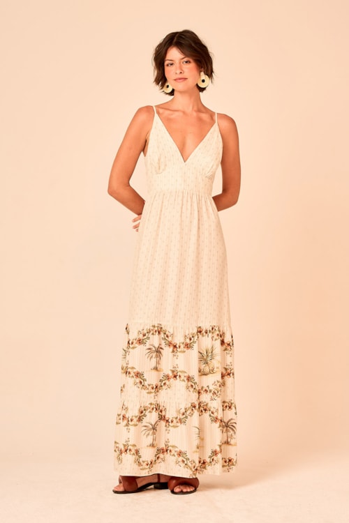 Vestido Cropped Barrado Tropical Estampado - foto 1