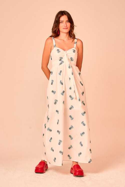 Vestido Cropped Bordado Abacaxi Off - foto 1