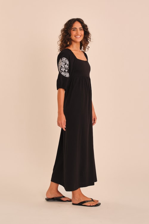 Vestido Cropped Bordado Preto - foto 4