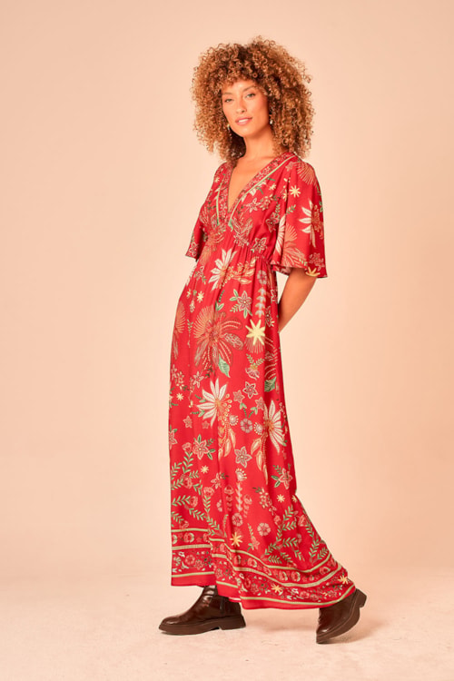 Vestido Cropped Bordado Real Estampado - foto 4