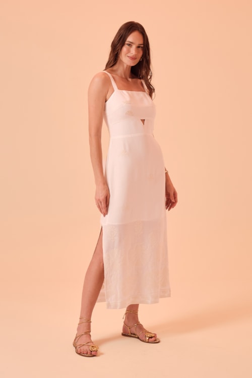 Vestido Cropped Bordado Tropical Off - foto 3