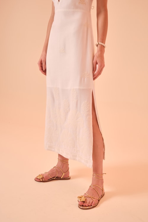 Vestido Cropped Bordado Tropical Off - foto 4